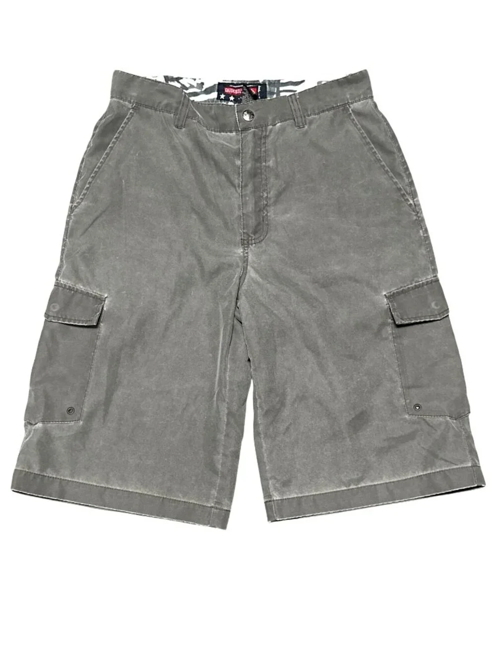 Quiksilver Boys Size 30 Gray Cargo Shorts Classic Fit Surf Skate Outdoor Style